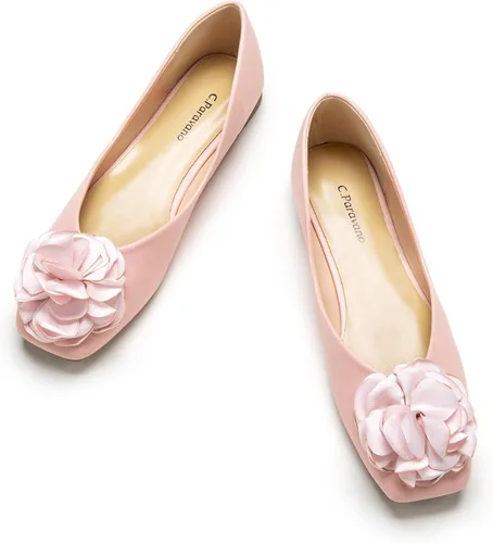 Vista 7 de C.Paravano Zapatos planos de ballet para mujer con punta cuadrada y diseño Negro