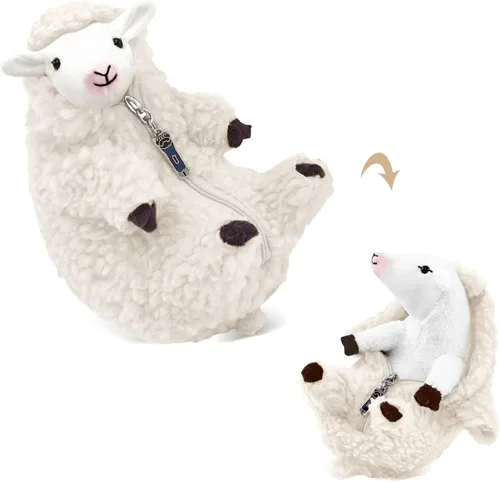 Vista 9 de AGRIMONY Bonitos animales de peluche de oveja afeitada, pequeños peluches de cordero kawaii, juguetes de peluche, regalos divertidos de Pascua San