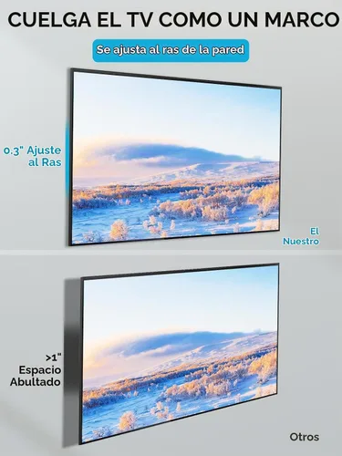 Vista 3 de Soporte de pared para TV ultradelgado compatible con televisores planos y con marco de 14"-80", perfil bajo de 0.3" de micro-espacio, aspecto