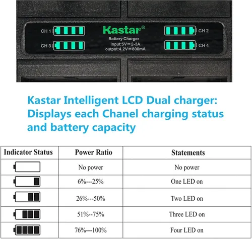 Vista 2 de Kastar Quadruple Battery Charger Compatible with Panasonic Lumix DMC-TZ60, Lumix DMC-TZ61, Lumix DMC-TZ70, Lumix DMC-ZS27, Lumix DMC-ZS30 DMC-ZS30K