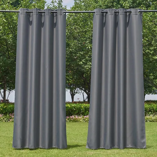 Vista 103 de NICETOWN Cortina para Exteriores para Patio Impermeable de 84 Pulgadas de Ancho, Aislamiento Térmico con Ojales Antioxidantes Bloqueo UV Cortina