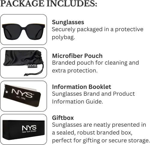 Vista 7 de NYS Collection Gafas de sol polarizadas clásicas planas y cuadradas de gran tamaño para mujer, 100% protección UV