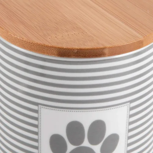 Vista 3 de Bone Dry Paw & Patch - Colección de mascotas de cerámica, recipiente para golosinas, 4 x 6.5, gris