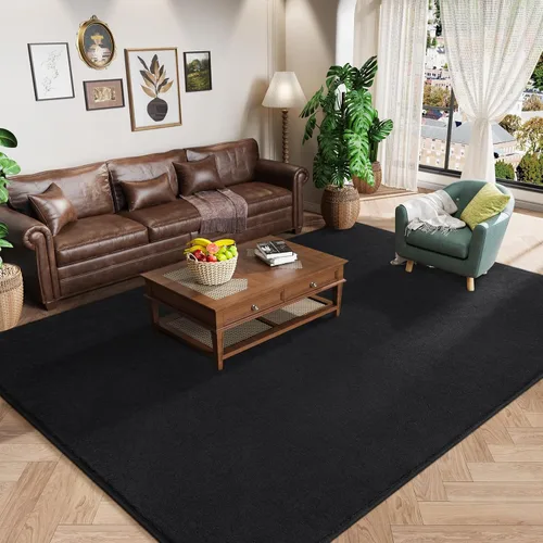 Vista 10 de Amearea Alfombra moderna lavable de 2 x 4 pies, color negro, alfombra de área pequeña para dormitorio, sala de estar, alfombra de espuma