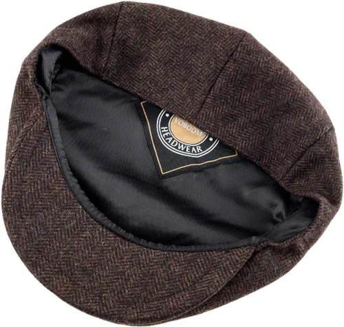 Vista 5 de VOBOOM - Gorra plana en espiga para hombre con mezcla de lana