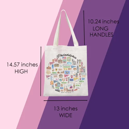 Vista 2 de MNIGIU Philadelphia Tote Bag Philadelphia Souvenir Gift Bolsa de viaje Philadelphia Regalo de bienvenida Filadelfia