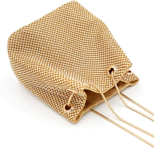 Vista 5 de Vgift Bolsa de cubo de lujo con diamantes de imitación, bolso de noche brillante para mujer