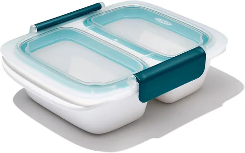 Vista 22 de OXO Good Grips Prep and Go - Recipiente dividido para 2 tazas, color azul océano
