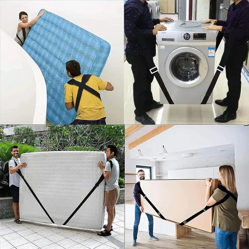 Vista 4 de MORDEN MS Correas de mudanza ajustables, sistema de elevación y movimiento de 2 personas con correas para el hombro para cargar muebles