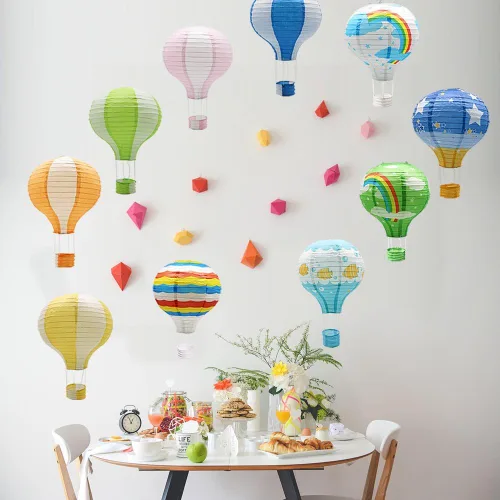Vista 3 de Linternas de papel del globo del aire caliente, decoraciones chinas Multi 1