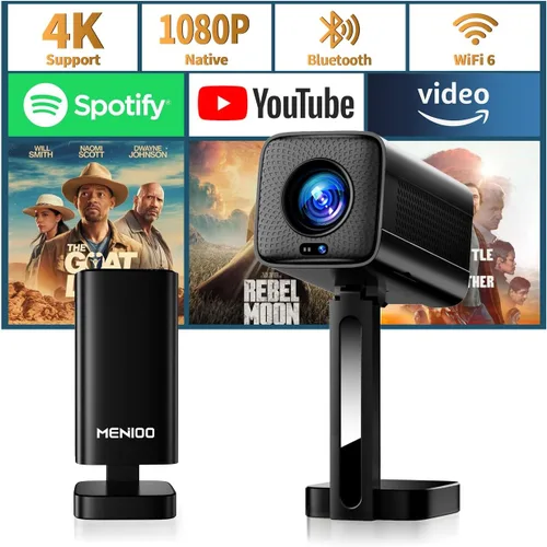 Vista 9 de Mini Proyector [Aplicaciones Integradas & Actualizado 2026] Compatible con 4K 1080P Enfoque Automático & Corrección Keystone 90° Rotatable