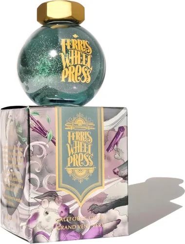 Vista 55 de Ferris Wheel Press Tinta, Ferritales Edición Limitada, La Sinfonía Crepúsculo, Índigo con Brillo Azul, Botella de Tinta para Pluma Estilográfica