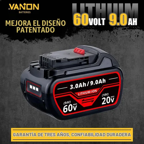 Vista 2 de VANON 9.0Ah DCB606 Reemplazo para batería DeWalt 20V/60V MAX