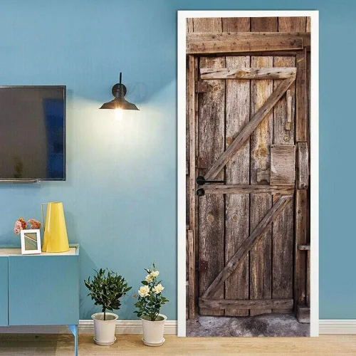 Vista 43 de Adhesivos 3D para puerta, murales para despegar y pegar, puerta de madera, papel tapiz autoadhesivo, extraíble, PVC, impermeable, póster para Puerta