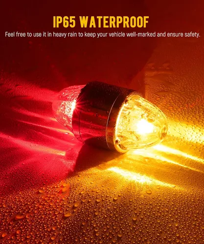 Vista 6 de Partsam - 1 luz de cristal de sandía de doble cara, luz LED ámbar roja de doble cara, señal de giro LED, carcasa de aleación de zinc, montura