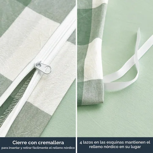Vista 6 de Wake In Cloud - Juego de funda de edredón de algodón gingham, a cuadros de búfalo a cuadros granja, juego de ropa de cama de percal texturizado 100%