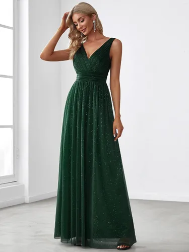 Vista 4 de Ever-Pretty Vestido de dama de honor con cuello en V fruncido imperio Wasit 07764-USA