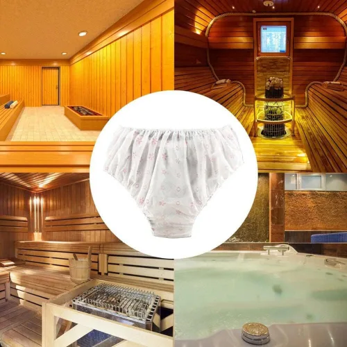 Vista 4 de 50 piezas bragas desechables transpirables no tejidos calzoncillos para SPA viaje salón de belleza, Negro, Talla única