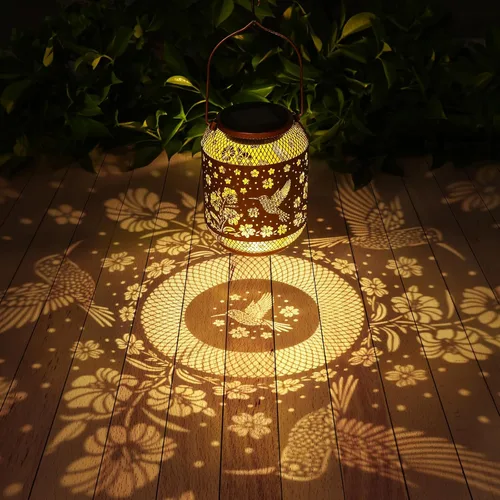 Vista 3 de Faroles solares para exteriores impermeables con diseño de colibrí para jardín, regalos de cumpleaños para mujeres, mamá, abuela, luces solares