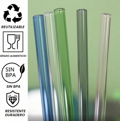 Vista 3 de Popote de Repuesto Compatible con Vasos Stanley de 40 oz, 4 Piezas Popotes Reutilizables con Cepillo de Limpieza, Popote Largo de Vidrio para Azul