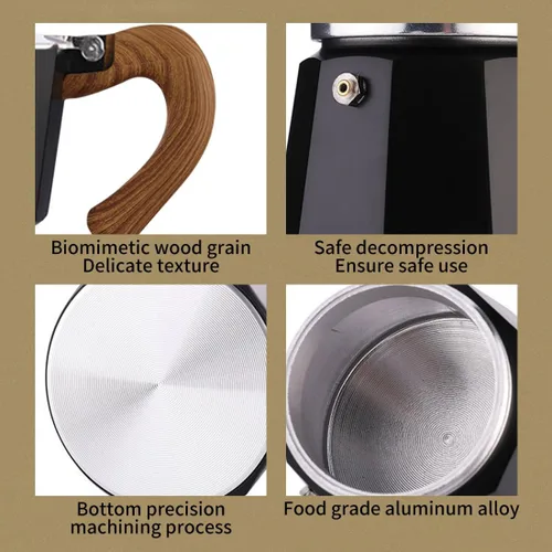Vista 7 de Moka Pot - Máquina de café expreso para café cubano rico y café expreso de estilo italiano, percolador de aluminio de 3 tazas, experiencia