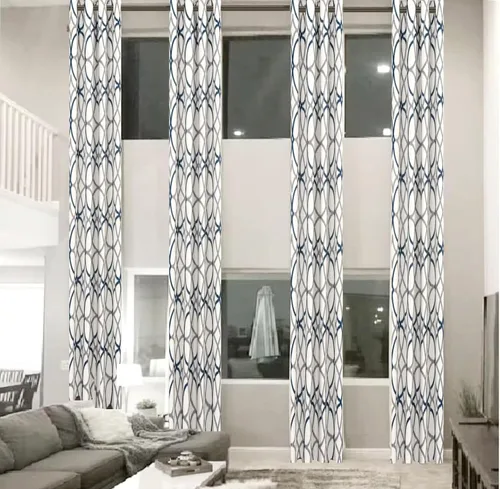 Vista 3 de Ikiriska Cortinas extra largas con patrón geométrico de 8-24 pies de largo. (1 panel). Cortinas hechas a medida. 50-100" de ancho. para techos altos