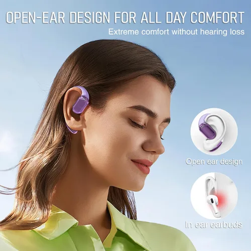 Vista 2 de TUINYO Auriculares inalámbricos con gancho para la oreja, resistentes al agua IPX5, conexión Bluetooth estable de un solo paso con larga