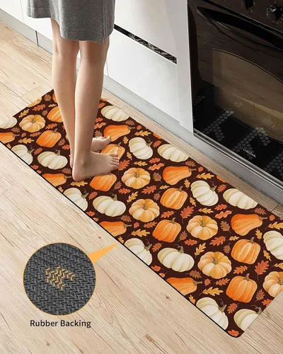 Vista 3 de Fall Pumpkins Bath Mat for Tub,Non Slip Bathroom Floor Runner Rug Quick Dry & Absorbent Diatomaceous Earth Shower Sink Kitchen Doormat,Thanksgiving