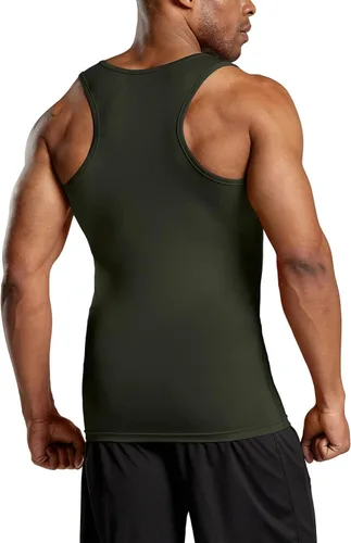 Vista 2 de ATHLIO Paquete de 3 camisetas sin mangas de compresión para hombre, para correr, baloncesto, entrenamiento, capa base