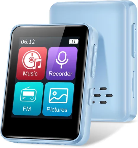 Vista 9 de Reproductor de música MP3 de 32 GB con Bluetooth, mini reproductor de música portátil con pantalla de 1.8 pulgadas, altavoces, radio FM, grabador