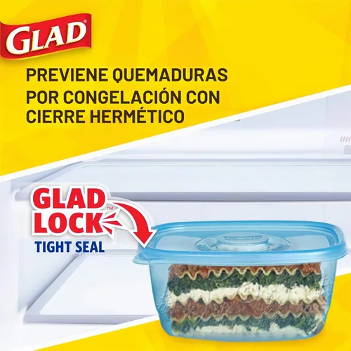 Vista 6 de Glad Gladware - Recipientes de almacenamiento de alimentos para congelar, rectángulo grande con capacidad para 64 onzas de alimentos, juego de 2