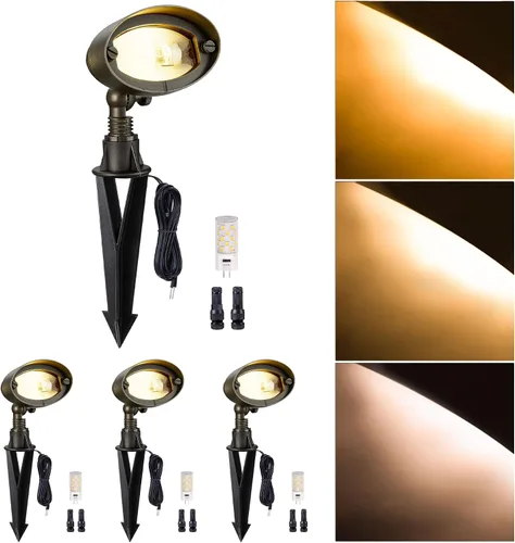 Vista 29 de Gardenreet Luz de Inundación de Latón Sólido - Iluminación de Lavado de Pared LED de Bajo Voltaje para Paisaje 12V, Impermeable IP65 para Exterior