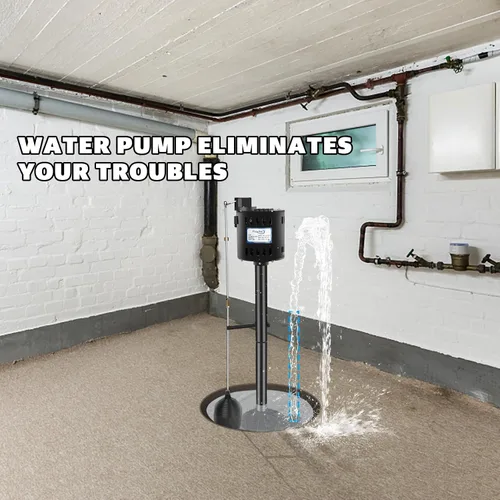 Vista 5 de Pedestal Sump Pump Thermoplastic Pedestal Pump 1/3 HP 45GPM-Black Vertical Float Switch, Stainless Steel Impeller, 10 Ft Cord Line, Fits in 12