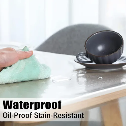 Vista 3 de Mixweer Protector Cubierta de Mesa de Vinilo Transparente Impermeable Mantel de Plástico para Mesa de Comedor Mantel de Encaje Blanco para Mesas
