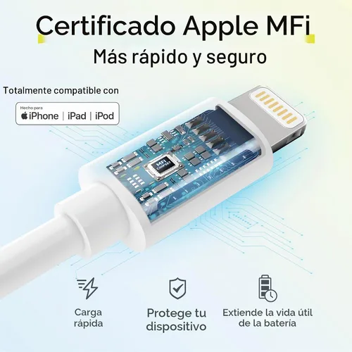 Vista 2 de Cable Lightning para iPhone, cable USB-A -Lightning de 4 pies Cable de carga USB-A a Lightning, cable de carga rápida de Apple, cable de carga