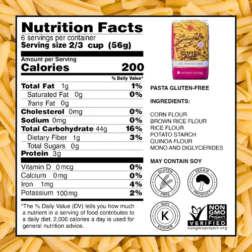 Vista 2 de Garofalo - Pasta Casarecce prémium sin gluten, hecha en Italia, maíz, arroz, mezcla de papa y quinua, dibujado en bronce, Al Dente (paquete de 2)