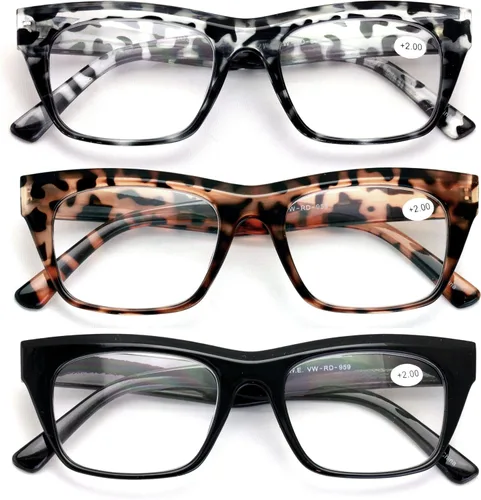 Vista 2 de 3 pares de lentes de lectura transparentes para mujer, diseño de leopardo, estilo vintage