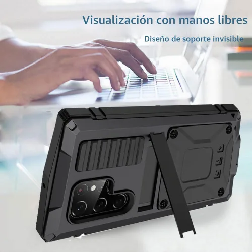 Vista 2 de Simicoo Compatible con Samsung S20 Ultra Metal Bumper Funda de silicona Militar a prueba de golpes resistente resistente Funda protectora de Negro