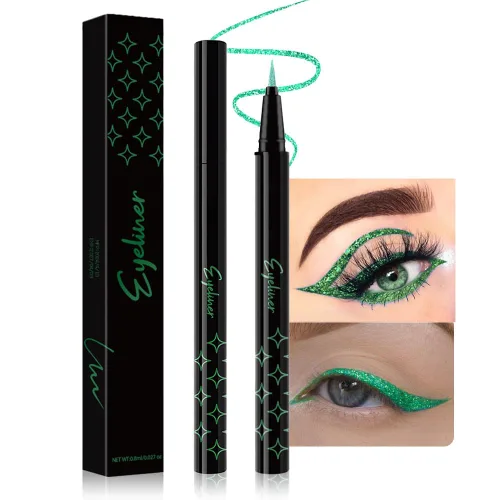 Vista 9 de evpct Delineador de ojos líquido cromático dúo, con purpurina de bronceador rosa, destello metálico brillante, sombra de ojos en lápiz, cambio