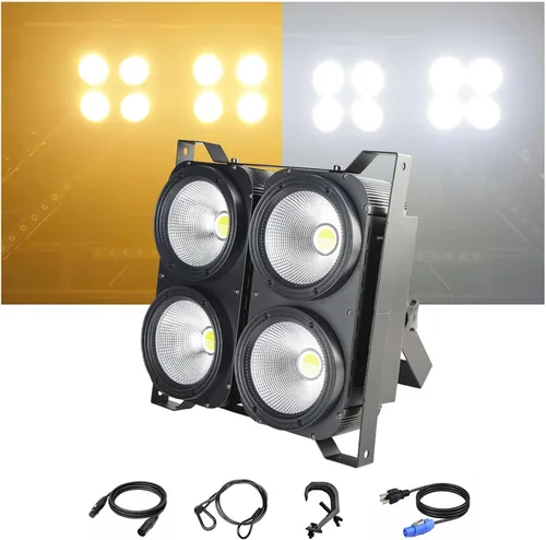 Vista 11 de MAD OWL Luces LED de 200 W, 2 ojos fríos y blancos cálidos, control DMX, activación de sonido, estroboscópico COB para teatro, iglesia, eventos