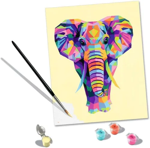 Vista 5 de Ravensburger CreArt Funky Elephant - Pintura por números para adultos de 12 años en adelante, juego de pintura de artes y manualidades, accesorios