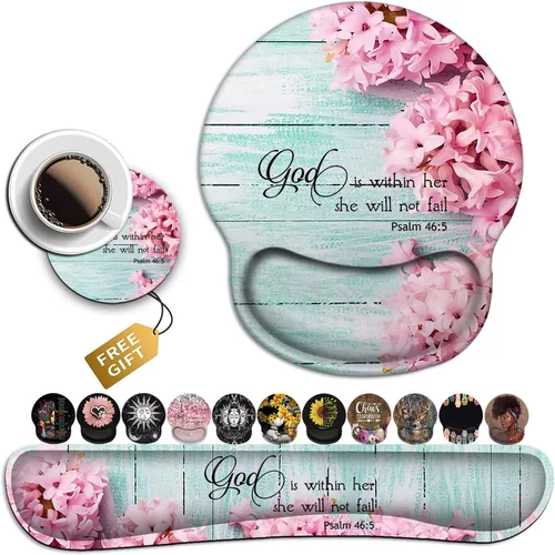 Vista 18 de Alfombrilla de mouse con soporte para muñeca, almohadilla ergonómica de gel para bebé, elefantes con girasol, juegos de escritura fáciles