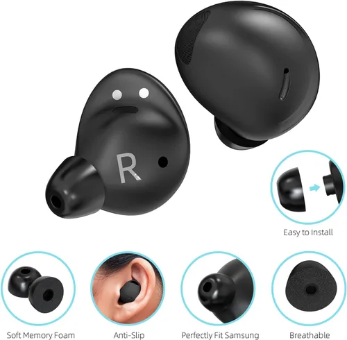 Vista 2 de 3 pares de almohadillas de espuma viscoelástica para Samsung Galaxy Buds 2 Pro, súper cómodas y antideslizantes de repuesto, sin dolor de silicona
