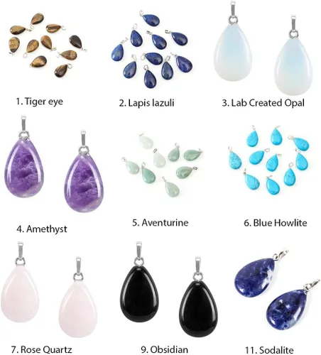 Vista 6 de Adabele Piedra semipreciosa natural de 0.787 pulgadas (0.787 in), colgante de gota de gota suelta para collar, aretes, llavero, colgante