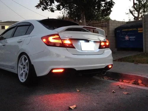 Vista 3 de iJDMTOY Lentes rojas 60-SMD LED Reflector de parachoques compatibles con Honda Civic Sedan 2013-2015, funciona como faros antiniebla traseros