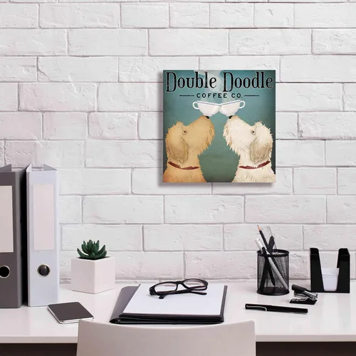 Vista 3 de Epic Graffiti 'Doodle Coffee Double III' por Ryan Fowler, arte de pared en lienzo giclée, 12 x 12 pulgadas