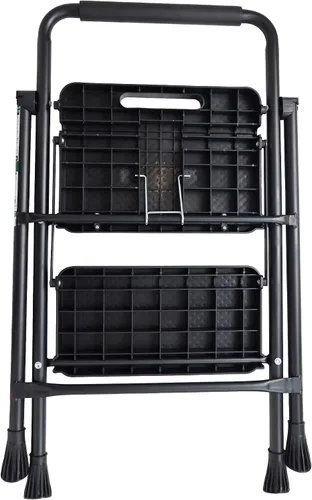 Vista 6 de Elevon Taburete plegable con pedal antideslizante ancho, escalera de acero resistente de 330 libras, 2 escalones