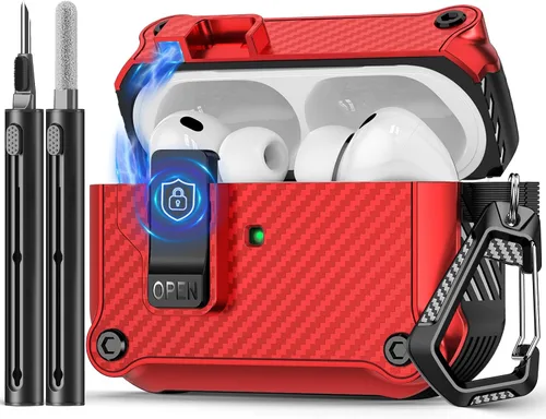 Vista 25 de Pohgelan Compatible con AirPods Pro 2ª/1ª generación, estuche con cierre magnético automático y kit de limpieza, compatible con funda Magsafe - Negro
