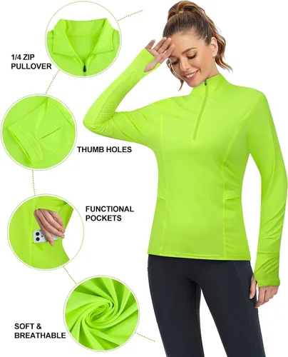 Vista 3 de Misyula - Camisetas de golf para mujer, con cremallera de 14, protección solar, secado rápido, tenis, correr, atletismo, entrenamiento