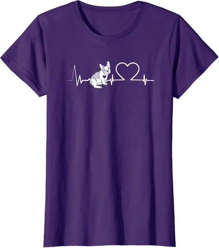 Vista 13 de Heartbeat Bulldog francés Camiseta de propietario de perros Frenchie, Negro